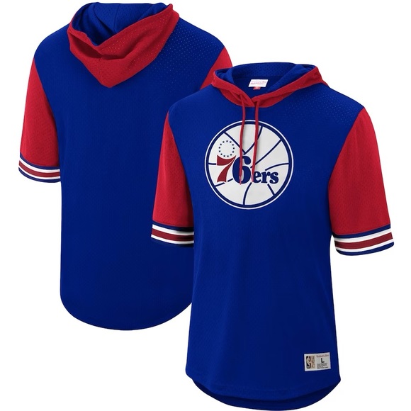 Philadelphia 76ers Mitchell & Ness Mesh Pullover Hoodie - Picture 1 of 6